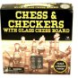 Chess & Checkers With Glass Chess Board Clear & Frosted Pieces