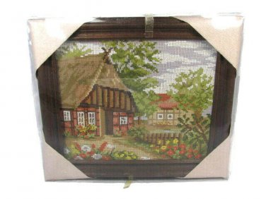 Gobelin Wolle Rodel Ideal Gift Village Scene Photo Handicraft Kit Wood Frame