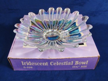Vintage Federal Glassware Iridescent Celestial Bowl Dish Giftware 11.5"