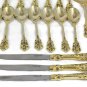 F.B. Rogers 40 Pcs Flatware Stainless Steel Gold Tone Rose W/ Wooden Case