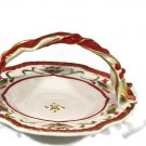 Fitz and Floyd Woodland Holiday Basket Handled Candy Dish