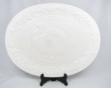 Kitchen Worthy White Turkey Embossed Oval Serving Platter Large