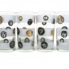Libbey Set of 4 Glasses Tumbler Mid Century Coin Frosted Bands Black Gold 10 Oz