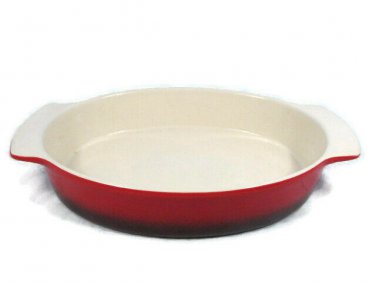 World Market Red Oval Baking Dish Bakeware w/ Handles Ceramic 12 5/8"