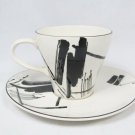 Sango Larry Laslo Black & White Cup and Saucer Set Calligraphy