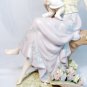 Figurine Statue 10.5 Mother & Baby Sitting On a Tree Branch & Basket of Flowers