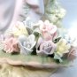Figurine Statue 10.5 Mother & Baby Sitting On a Tree Branch & Basket of Flowers