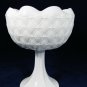 Indiana Glass Candy Compote Fruit Dish Bowl/Planter Quilted Diamond White 9"Tall