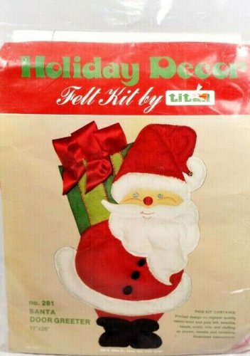 Holiday Decor Felt Kit by Titan 1977 Christmas Santa Door Greeter
