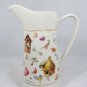 Marjolein Bastin Ceramic Pitcher Nature Sketchbook Birdhouse Garden Flower 10"