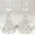 Crystal Glass Candle Holder Candlesticks Set 2 Floral Petal Diamond Pattern 8" Crystal Glass Candle Holder Candlesticks Set 2 Floral Petal Diamond Pattern 8"