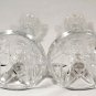 Crystal Glass Candle Holder Candlesticks Set  2 Floral Petal Diamond Pattern 8"