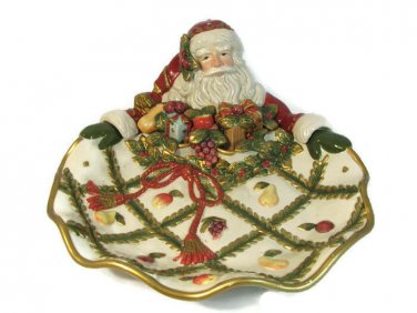 Fitz & Floyd Renaissance Classics Holiday Santa Canape Candy Dish Tray Large