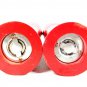 Salt Shaker & Pepper Mill Handpainted Retro Red Wood 8" Set of 2