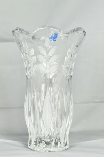 Studio Nova Fernwood Crystal Heavy Glass Vase Scalloped Rim 10.5"
