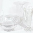 Fifth Avenue Estate 3 Pc Glass Crystal Centerpiece Bowl Vase/Candleholder