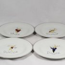 Pottery Barn Reindeer Cocktail Plates Set of 4 Dasher Dancer Prancer Vixen