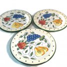Bella Casa by Ganz Set of 3 Dinner Plates Multi Color Fruits Grapes Peach 10.5" Bella Casa by Ganz Set of 3 Dinner Plates Multi Color Fruits Grapes Peach 10.5"