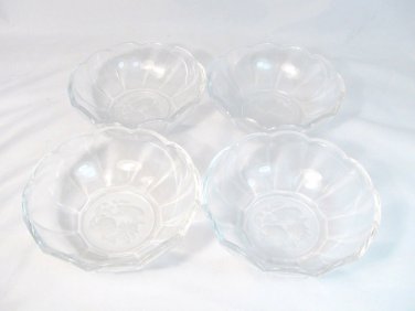 Set of 4 Val Saint Lambert Gardenia Brussels Crystal Glass Candy Dish Bowl 6"
