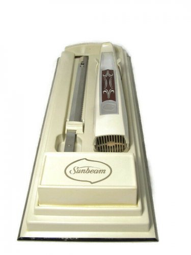 Sunbeam White Electric Slicing Knife w/ Knife Holder/Case Model EK