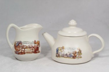McCoy USA White Warmth and Affection Teapot & The Happiest Time 12 Oz Creamer
