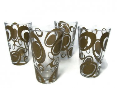 Le Gocce Cerve Mid Century Set of 4 Tumblers Highball Glasses Pop Art Barware