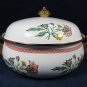 Enamel Ware Cookware Dish Pot Brass Handles Floral Covered Casserole 10 3/8"