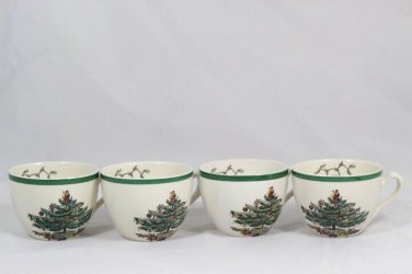Lot of 4 Spode England Christmas Tree Porcelain Teacups 8 Oz