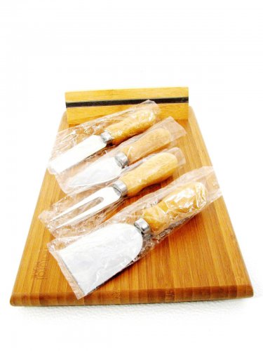 Natural Home Stainless Bamboo & Recycled Steel Magnetic Cheese Board w/ Tools