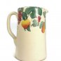 Pier 1 Exclusive Handpainted Pitcher Fruits Vine Grapes Peach Pear 8" Italy