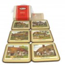 Set of Six Pimpernel Traditional Coasters English Cottages England 4 1/8"
