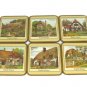 Set of Six Pimpernel Traditional Coasters English Cottages England 4 1/8"