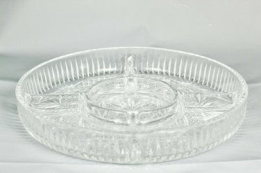Laura Glass Works Round Dish Crystal Glass w/ 5 Sections For Treats 9.5"