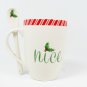 Set 2 Lenox Holiday Christmas White Candy Cane Mug Cup with Spoon Naught & Nice