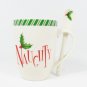 Set 2 Lenox Holiday Christmas White Candy Cane Mug Cup with Spoon Naught & Nice