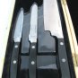 Santoku Paring & Serrated w/ Wood Case Knives Knife Stainless Steel Set of 3
