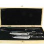 Santoku Paring & Serrated w/ Wood Case Knives Knife Stainless Steel Set of 3