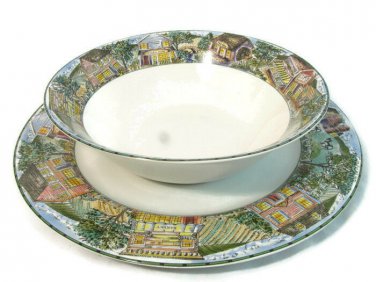 Fitz & Floyd Round Serving Dish & Bowl Town & Country Habitat Americana Omnibus