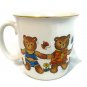 Action Child's Stoneware Serving Set  71/4" Plate Bowl and Cup Teddies 1985