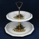 Pfaltzgraff  2 Tiered Christmas Tree Snacks Cookies Serving Tray w/ Handle