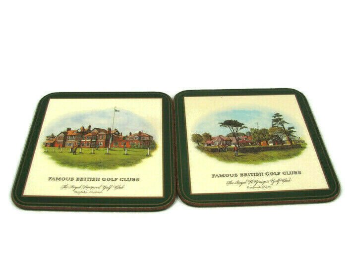 Set of 6 Pimpernel Famous British Golf Clubs Cork Backed Coasters