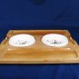 Woodpecker Bread Snack Tray w/ 2 Dip Dishes Maple Wood Ware Cracker Japan