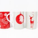 Waechtersbach Set 3 Coffee Mug Cup Reindeer Snowflakes Ball Ornament Germany