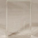 God Bless America Raising The Flag 911 Paperweight Crystal Clear Glass 3"