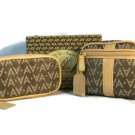 Avon Signature Collection Brown Cosmetic Bag & Travel Jewelry Pouch Set