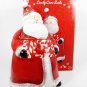 Certified Int'l Red Cookie Jar Candy Cane Santa Stephanie Stouffer 12 1/4"