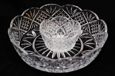 Shannon Crystal Dublin Godinger Crystal Chip & Dip Two Piece Server 12" Diameter
