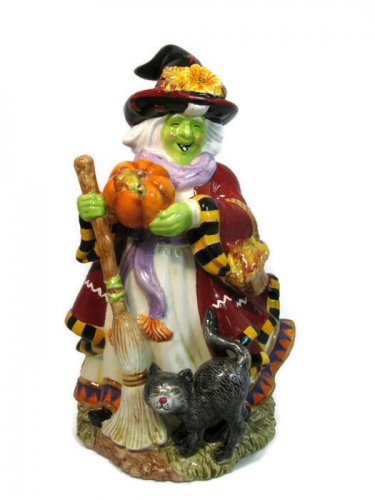 Signature Home Collection Ceramic Autumn Witch Halloween Figurine Statue  12"