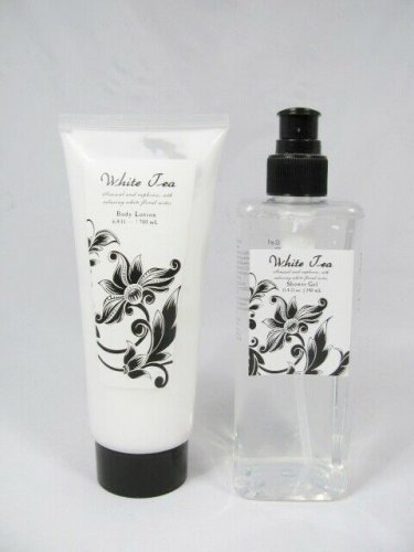 Set of 2 Floral Svcs White Tea Body Lotion & Shower Gel 6.8 Fl & 11.4 Fl Oz