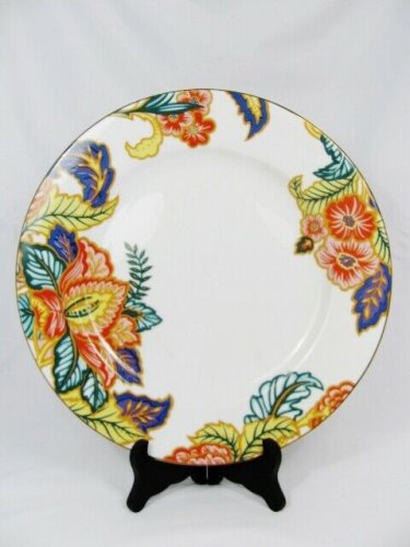 American Atelier Round Serving Platter Cake Plate Canton Road Floral Leaves 12"